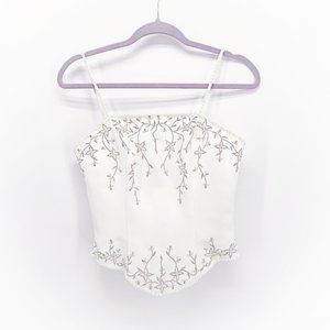 Floral Embroidered White Camisole Top